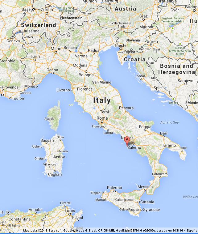 Capri on Map of Italy