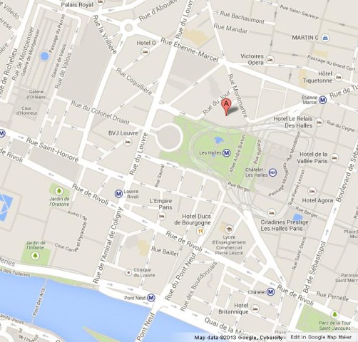 location Church St Eustache on Map of Paris