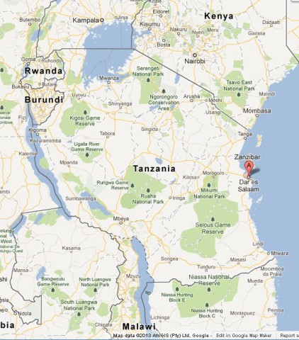 location Dar es Salaam on Map of Tanzania