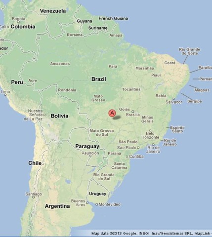location Emas on Brazil Map