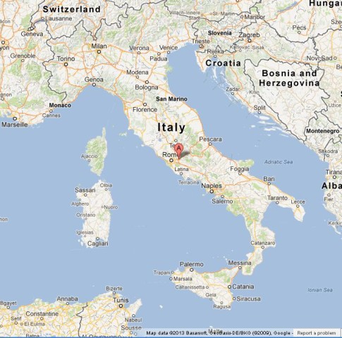 location Hadrian's Villa on Italy Map