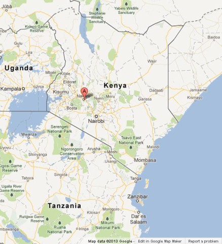 location Lake Nakuru on Map of Kenya