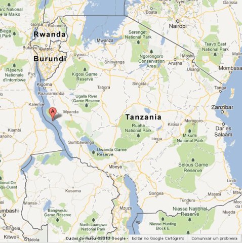 location Lake Tanganyika on Map of Tanzania