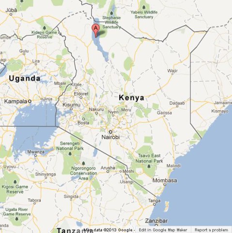 location Lake Turkana on Map of Kenya