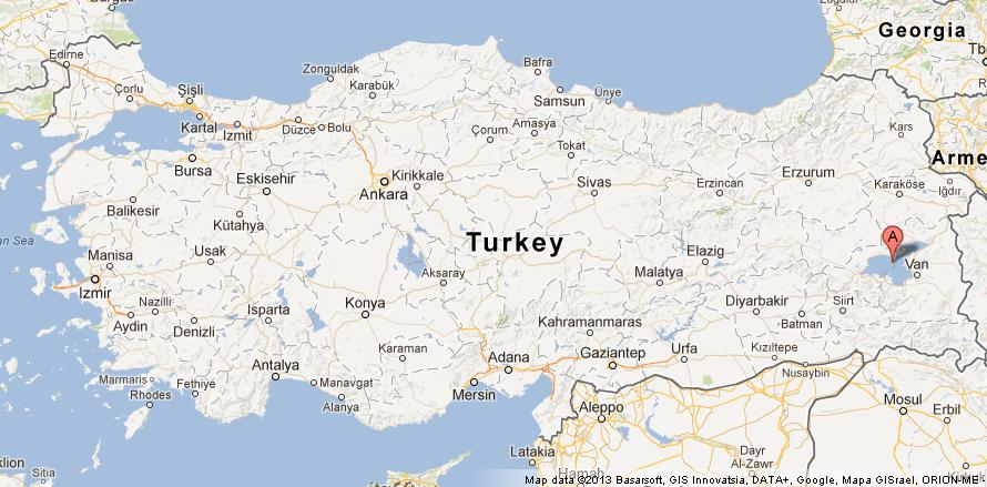 Lake Van on Map of Turkey