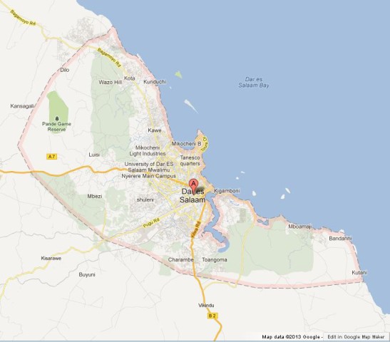 Map of Dar es Salaam Tanzania