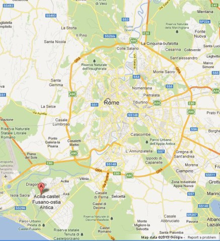 location Ostia Antica on Map of Rome