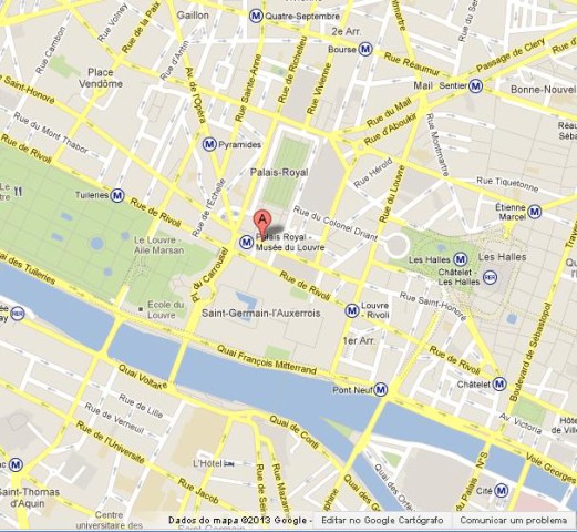 location Palais Royal on Map of Paris