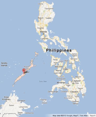location Palawan Island on Map of Phillppines