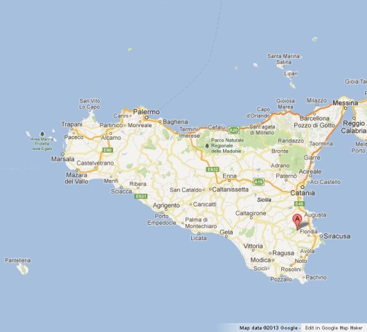 location Pantalica on Sicily Map