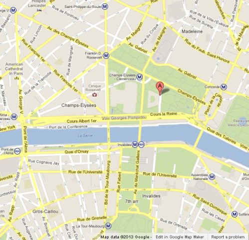 location Petit Palais on Map of Paris