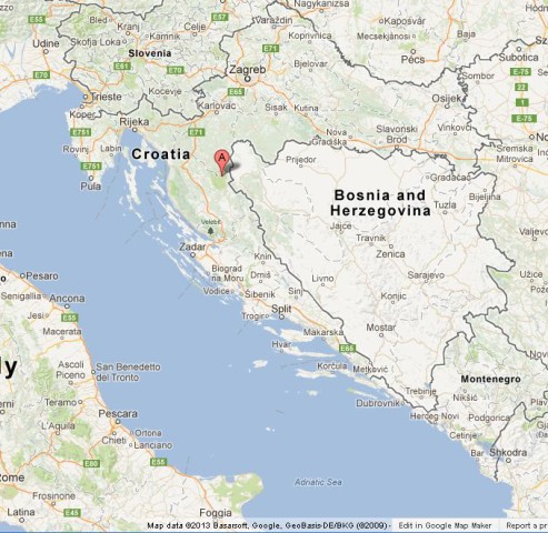 location of Plitvice Lakes on Croatia Map