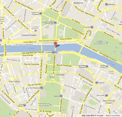 location Pont Alexandre III in Map of Paris