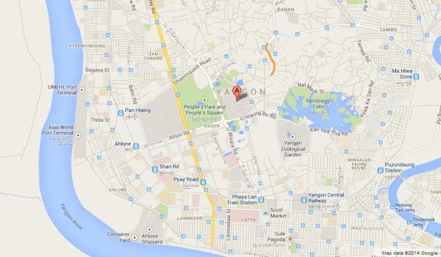 Where is Shwedagon Pagoda on Map of Yangon