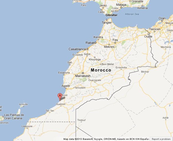 location Sidi Ifni on Map of Morocco