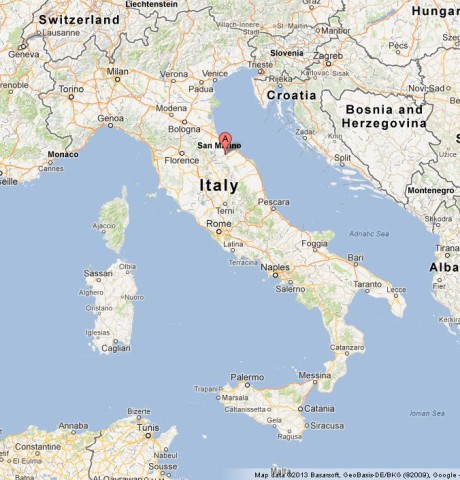 location Urbino on Map of Italy