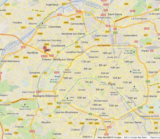 location Arche de la Defense on Map of Paris
