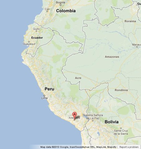 Location Arequipa on Map of Peru