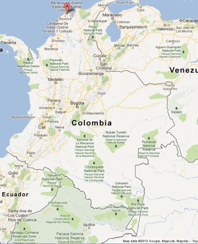 location Barranquilla on Map of Colombia