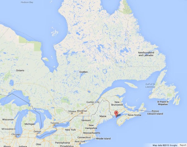 location Bay of Fundy on East Coast Canada Map