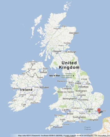 location Canterbury on Map of UK