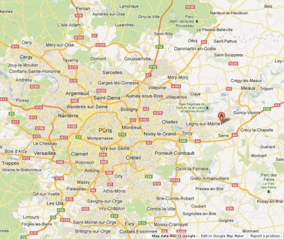 location Disneyland on Map of Paris