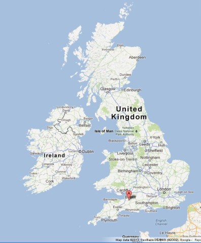 location Glastonbury on UK Map