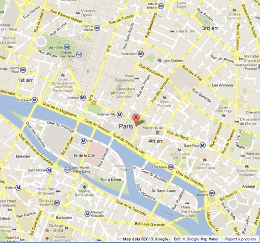 Where is Hotel de Ville on Map of Paris