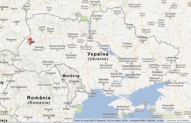 location Lviv on Map of Ukraine
