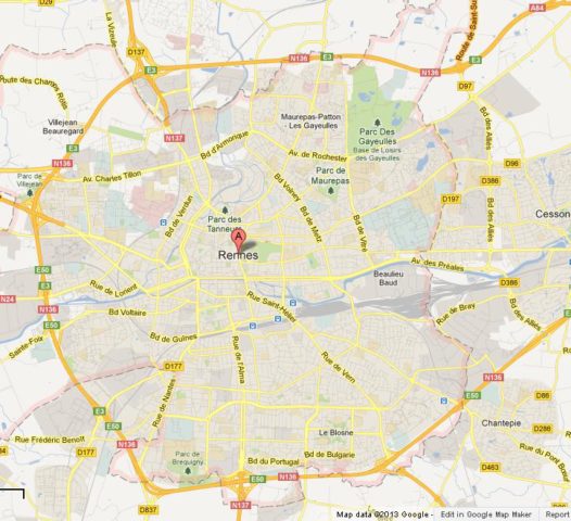 Map of Rennes France
