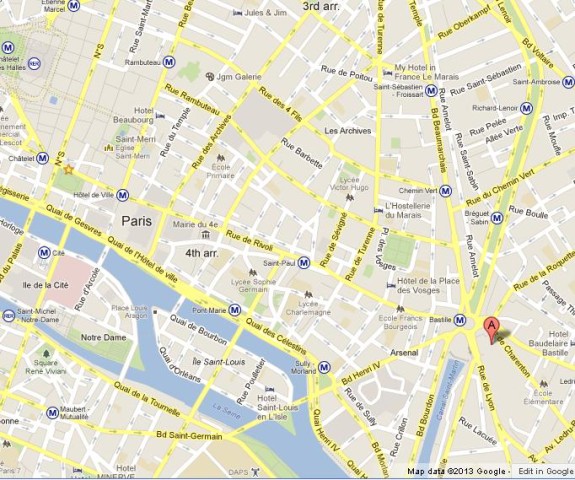 Where is Opera Bastille on Map of Paris