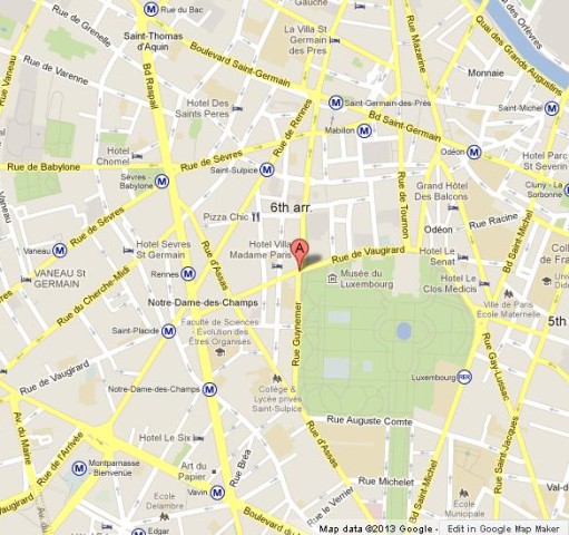location Palais du Luxembourg on Map of Paris