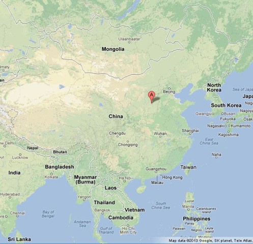 location Pingyao on Map of China