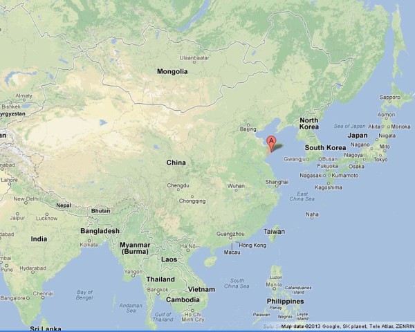 location Qingdao on Map of China