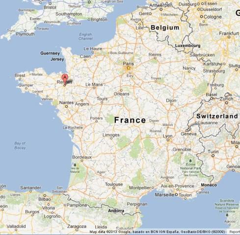 Where is Rennes on Map of France