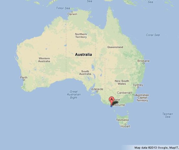 location Twelve Apostles on Map of Australia