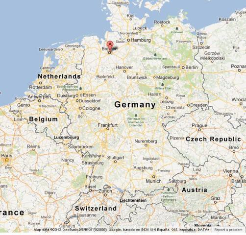 location Bremen on Map of Germany