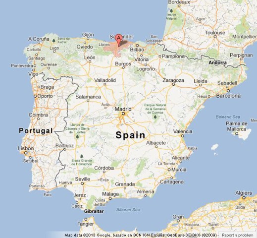 location Cantabria on Map of Spain