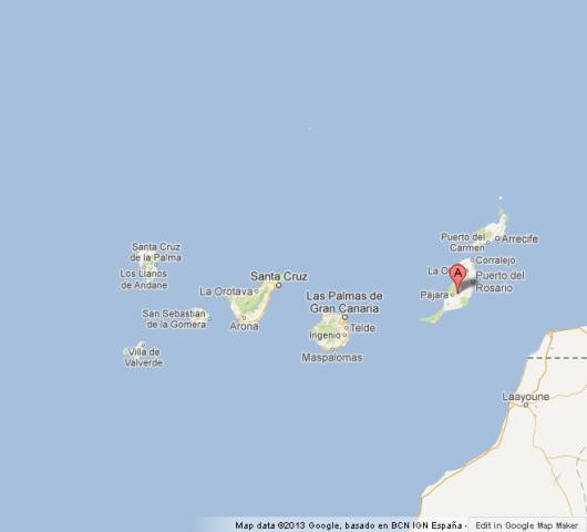 location Fuerteventura on Map of Canary Islands