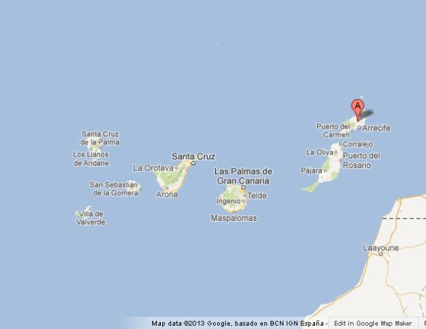 location Lanzarote on Map of Canary Islands