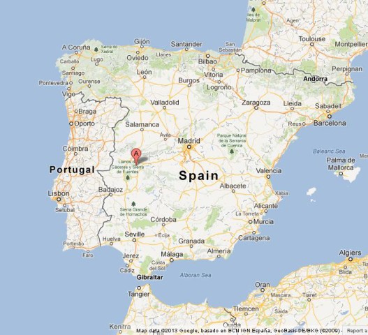 location Monfrague National Park on Map of Spain