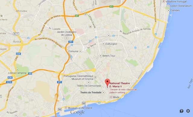 Where is National Theatre Dona Maria II on map of Lisbon
