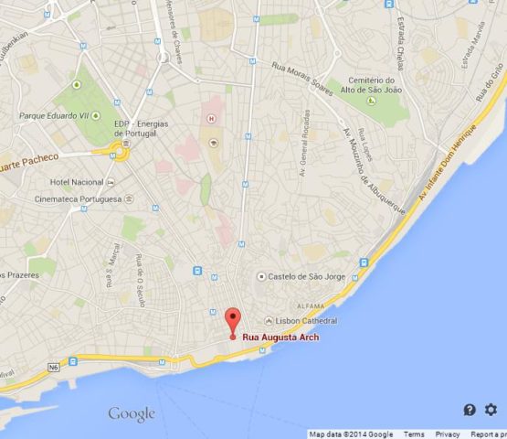 Where is Rua Augusta on Map of Lisbon