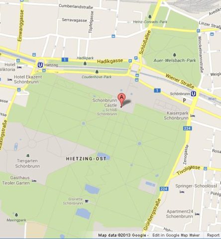 Where is Schonbrunn on Vienna Map