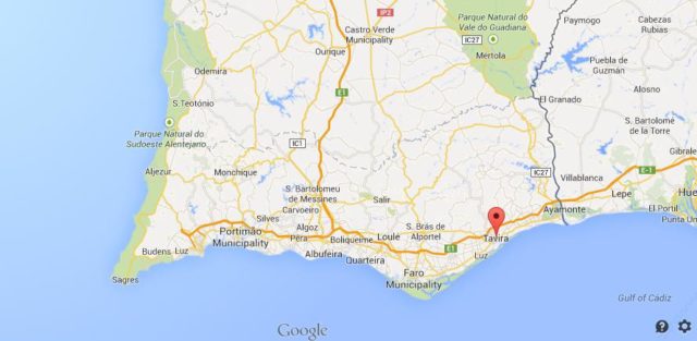 Where is Tavira on map of Algarve