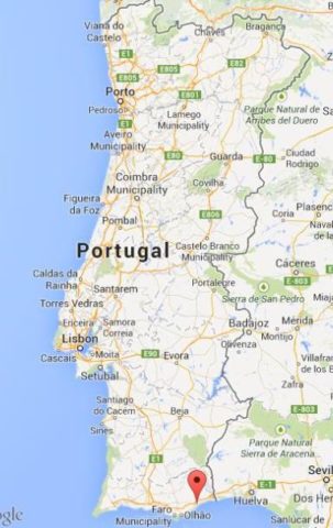 Where is Tavira on map of Portugal