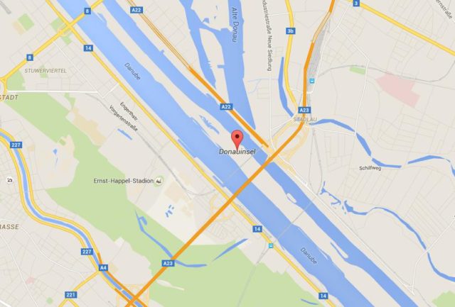 Location Donauinsel on map Vienna