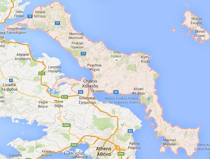 Map of Evia