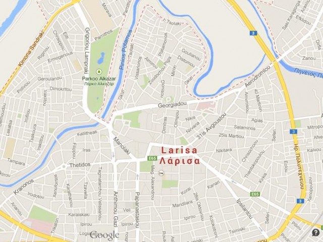 Map of Larissa Greece