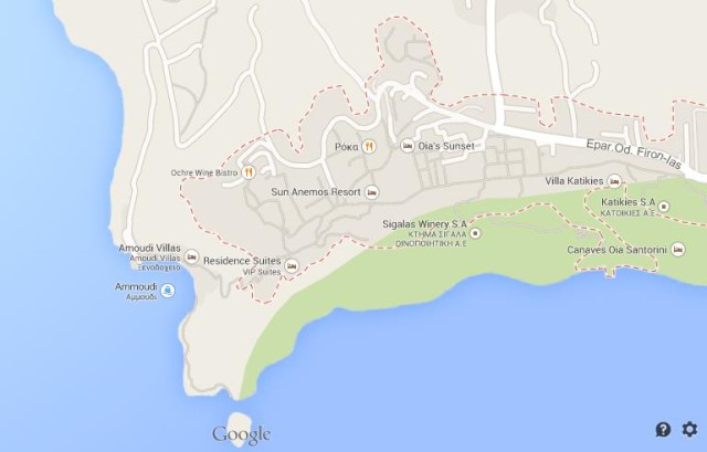 Map of Oia Santorini